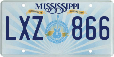 MS license plate LXZ866