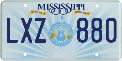 MS license plate LXZ880