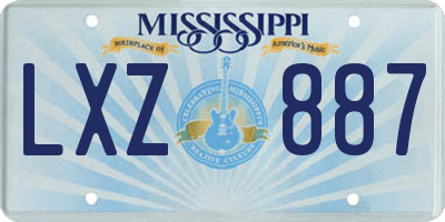 MS license plate LXZ887