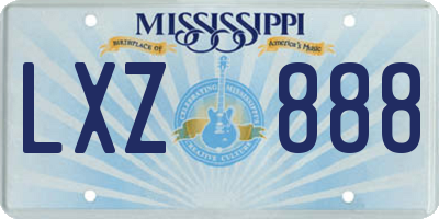 MS license plate LXZ888