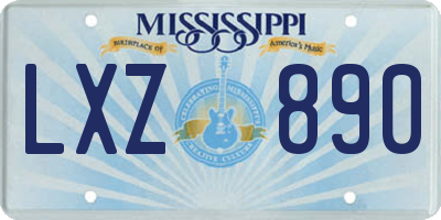 MS license plate LXZ890