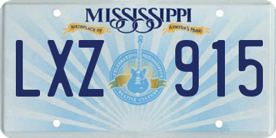 MS license plate LXZ915