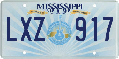 MS license plate LXZ917