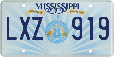 MS license plate LXZ919