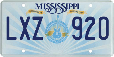 MS license plate LXZ920