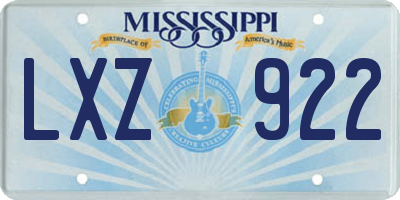 MS license plate LXZ922