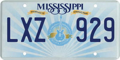MS license plate LXZ929