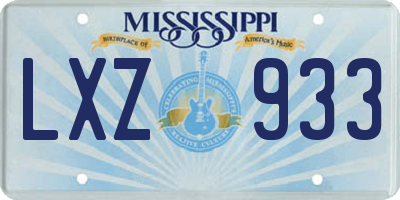 MS license plate LXZ933