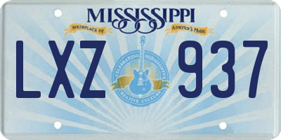 MS license plate LXZ937
