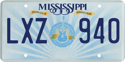 MS license plate LXZ940
