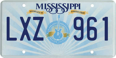 MS license plate LXZ961
