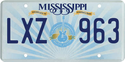 MS license plate LXZ963