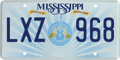 MS license plate LXZ968