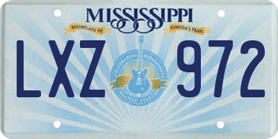 MS license plate LXZ972