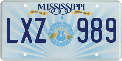 MS license plate LXZ989
