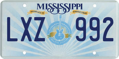 MS license plate LXZ992