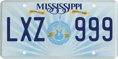MS license plate LXZ999
