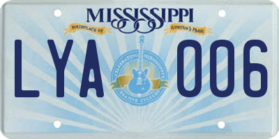 MS license plate LYA006