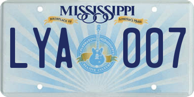 MS license plate LYA007