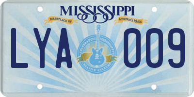 MS license plate LYA009