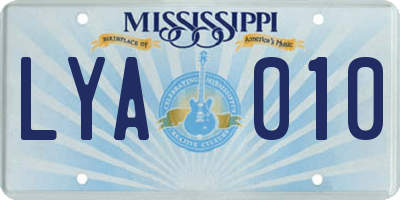 MS license plate LYA010