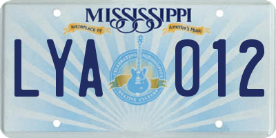 MS license plate LYA012