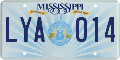MS license plate LYA014