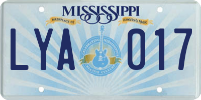 MS license plate LYA017