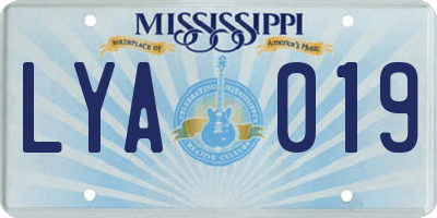 MS license plate LYA019