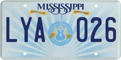 MS license plate LYA026