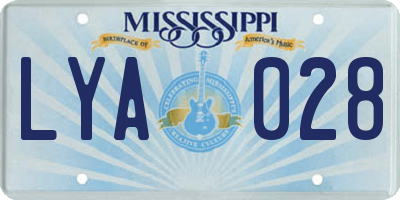 MS license plate LYA028