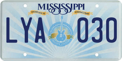MS license plate LYA030