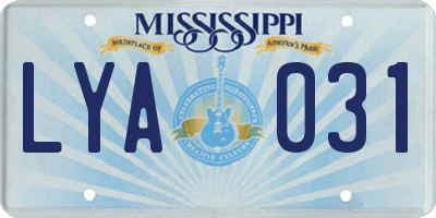 MS license plate LYA031