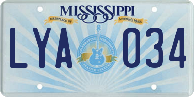 MS license plate LYA034