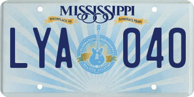 MS license plate LYA040