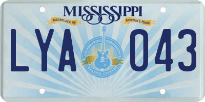 MS license plate LYA043
