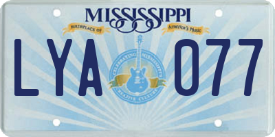 MS license plate LYA077
