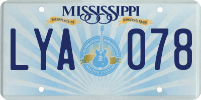 MS license plate LYA078