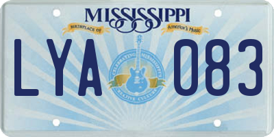 MS license plate LYA083