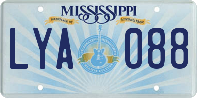 MS license plate LYA088