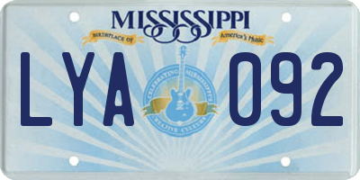 MS license plate LYA092