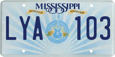 MS license plate LYA103
