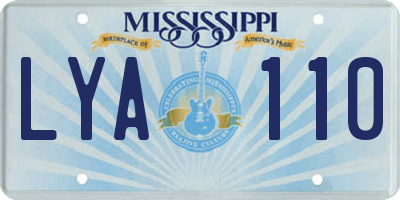 MS license plate LYA110