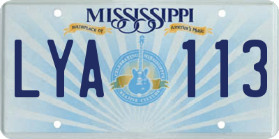 MS license plate LYA113