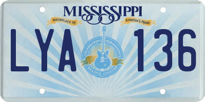 MS license plate LYA136