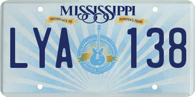 MS license plate LYA138