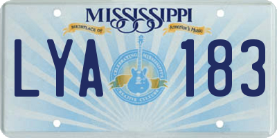 MS license plate LYA183