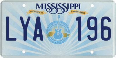 MS license plate LYA196