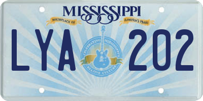 MS license plate LYA202