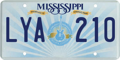 MS license plate LYA210